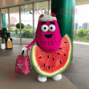 Magenta vandmelon maskot...