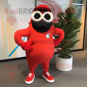 Rød hestesko maskot drakt...