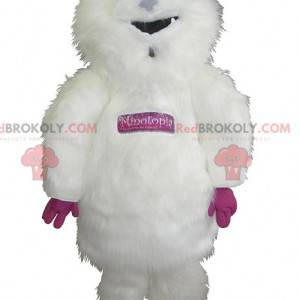 Grande mascotte yeti peloso bianco e rosa - Redbrokoly.com