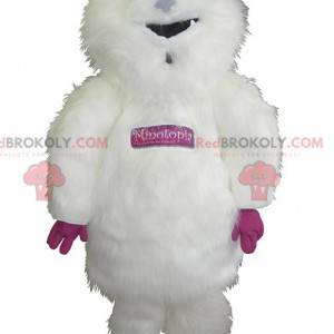 Grote harige witte en roze yeti-mascotte - Redbrokoly.com