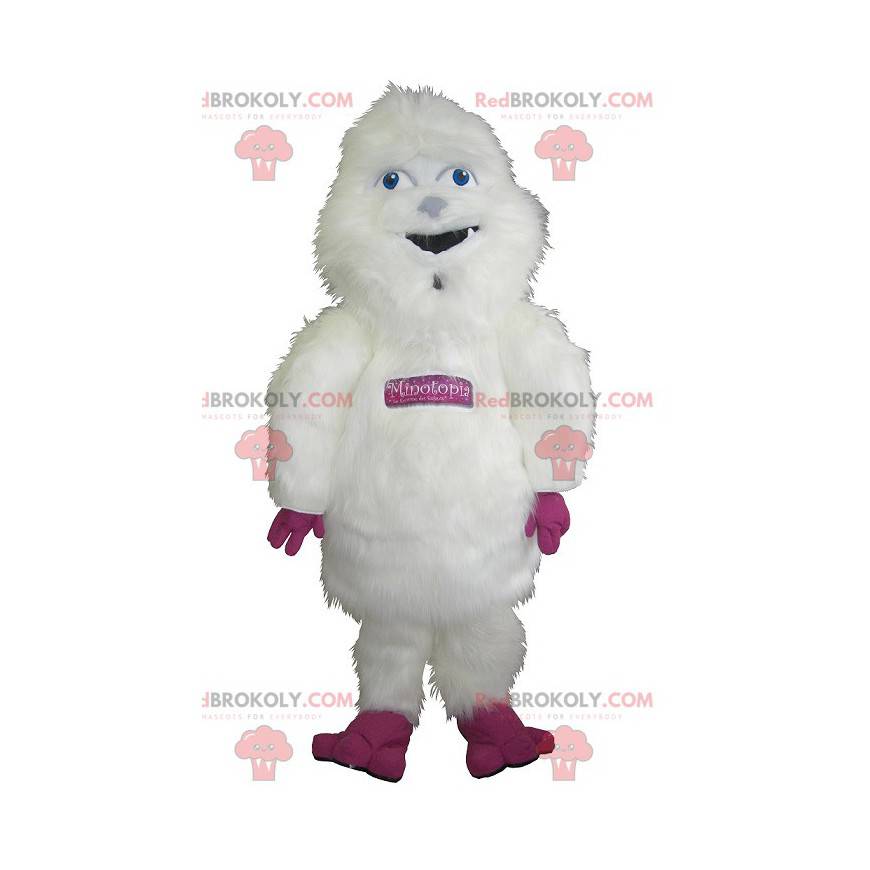Big hairy white and pink yeti mascot - Redbrokoly.com