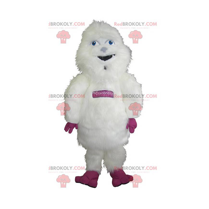Großes haariges weißes und rosa Yeti-Maskottchen - Großes haariges weißes und rosa Yeti-Maskottchen -