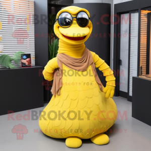 Gul Titanoboa maskot drakt...