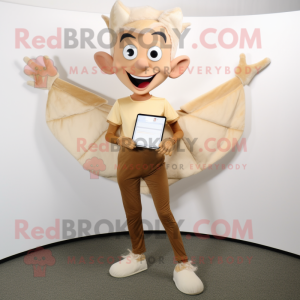 Tan Tooth Fairy mascot costume character dressed with a Skinny Jeans and Foot pads