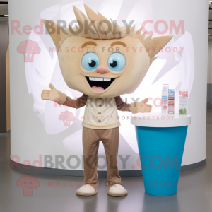Tan Tooth Fairy mascot costume character dressed with a Skinny Jeans and Foot pads