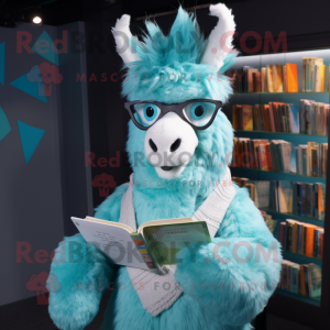 Cyan Lama maskot kostym...