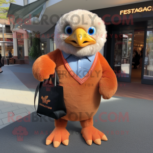 Peach Haast'S Eagle mascot costume character dressed with a Bodysuit and Clutch bags