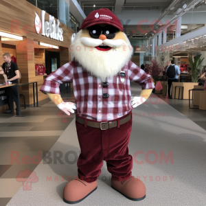 Maroon Meatballs mascot costume character dressed with a Flannel Shirt and Bow ties