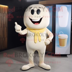 Cream Pho mascot costume character dressed with a Leggings and Cufflinks