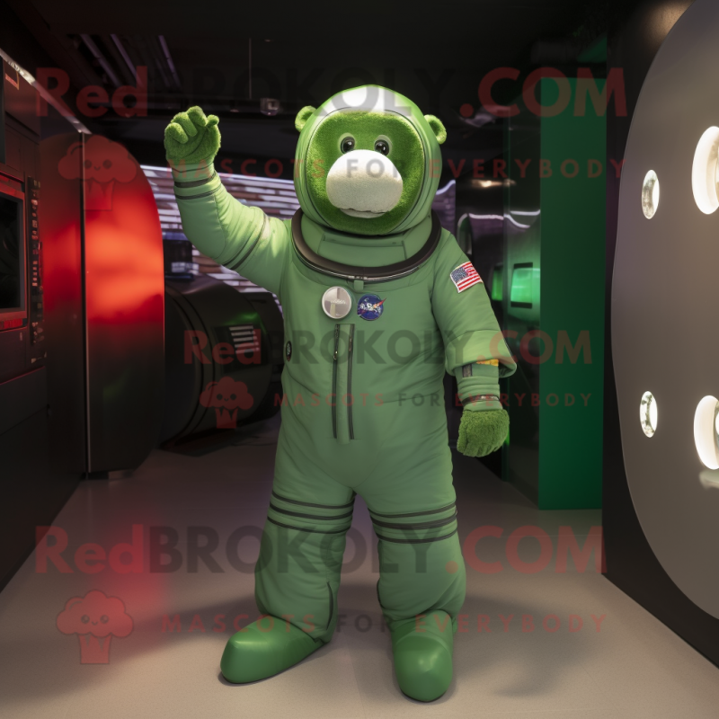 Forest Green Astronaut mascot costume character dressed with a Waistcoat and Gloves Forest Green Astronaut mascot costume character dressed with a Waistcoat and Gloves