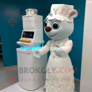 nan Wedding Cake mascot costume character dressed with a A-Line Dress and Mittens