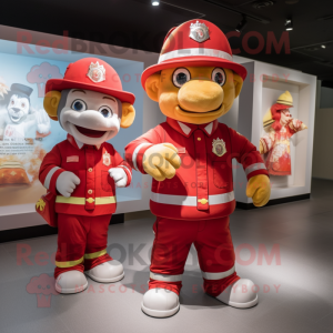 nan Fire Fighter mascot costume character dressed with a Polo Tee and Cummerbunds