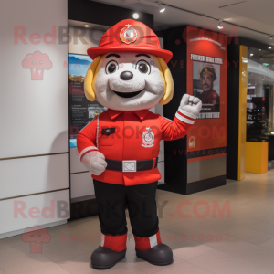 nan Fire Fighter mascot costume character dressed with a Polo Tee and Cummerbunds