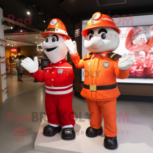 nan Fire Fighter mascot costume character dressed with a Polo Tee and Cummerbunds