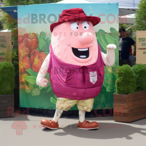 Magenta Corned Beef And Cabbage mascot costume character dressed with a Cargo Shorts and Pocket squares