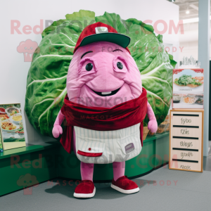 Magenta Corned Beef And Cabbage mascot costume character dressed with a Cargo Shorts and Pocket squares