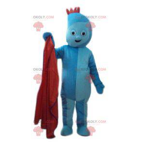 Blue snowman mascot with a red crest - Redbrokoly.com