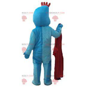 Mascotte de bonhomme bleu avec une crête rouge - Redbrokoly.com