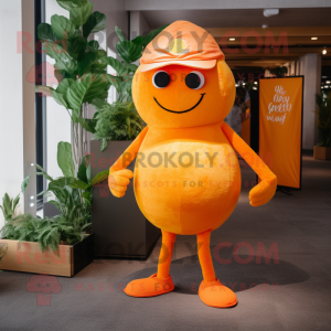 Orange Grapefruit mascot costume character dressed with a Bootcut Jeans and Clutch bags