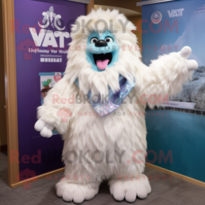 nan Yeti mascot costume character dressed with a Shift Dress and Scarves