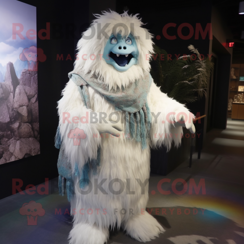 nan Yeti mascot costume character dressed with a Shift Dress and Scarves