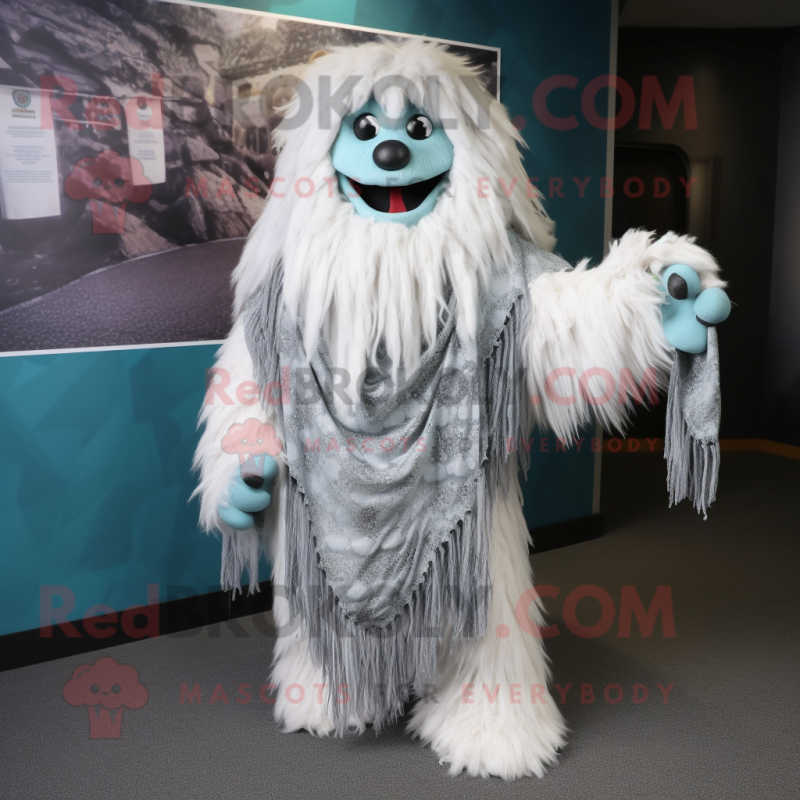 nan Yeti mascot costume character dressed with a Shift Dress and Scarves nan Yeti mascot costume character dressed with a Shift Dress and Scarves