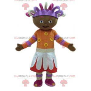 Afrikaanse meisjesmascotte in kleurrijke uitrusting -