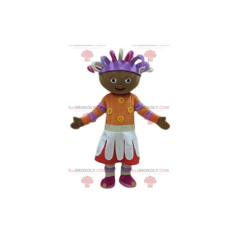 African girl mascot in colorful outfit - Redbrokoly.com