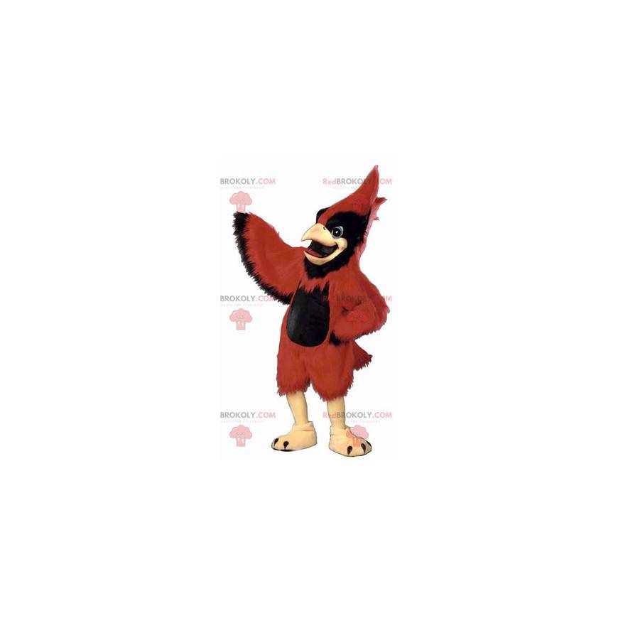 Bardzo majestatyczna czerwono-czarna maskotka ptaszek -