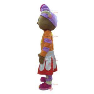 Afrikanisches Mädchenmaskottchen im bunten Outfit -