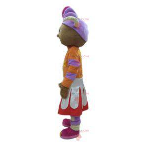 Mascotte de fille d'Africaine en tenue colorée - Redbrokoly.com