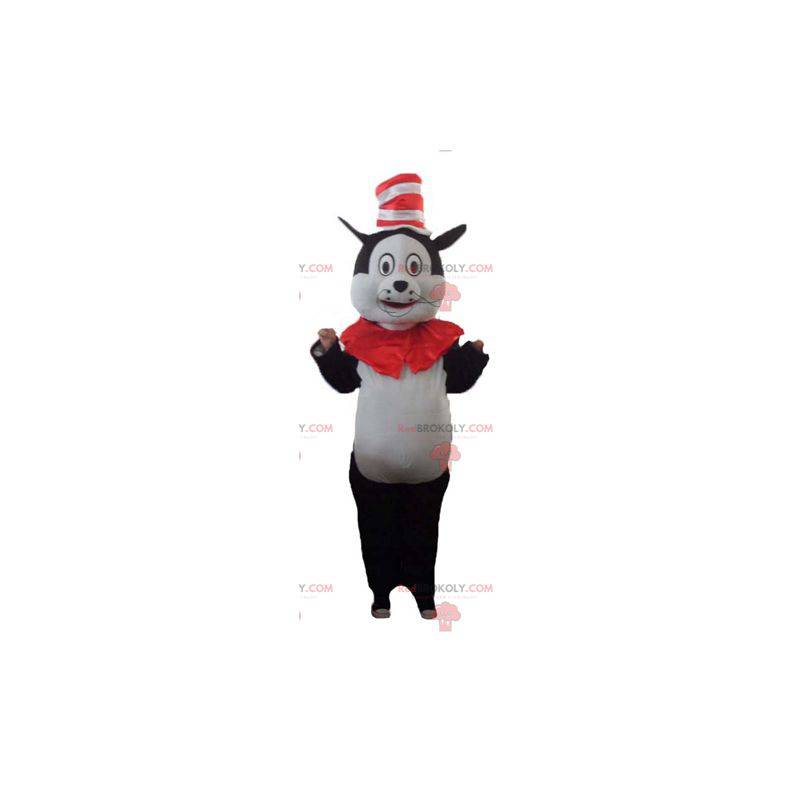 Big black and white cat mascot with a hat - Redbrokoly.com