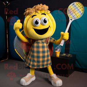 Gul tennisketcher maskot...