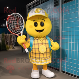 Gul tennisketcher maskot...