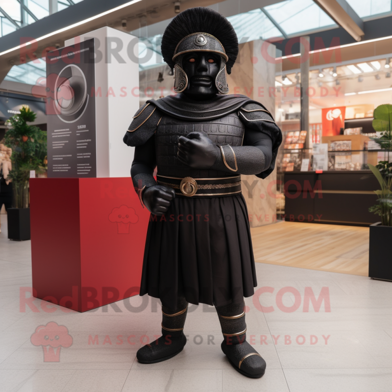 Black Roman Soldier mascot costume character dressed with a Empire Waist Dress and Brooches