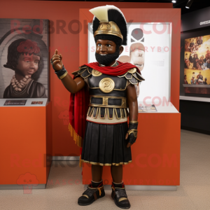 Black Roman Soldier mascot costume character dressed with a Empire Waist Dress and Brooches