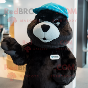 Black Beaver mascot costume character dressed with a Poplin Shirt and Beanies