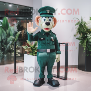 Forest Green Police Officer mascot costume character dressed with a Shorts and Hair clips