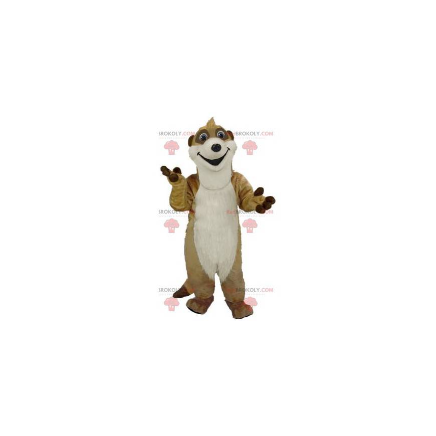 Mascote meerkat bege e branco - Redbrokoly.com