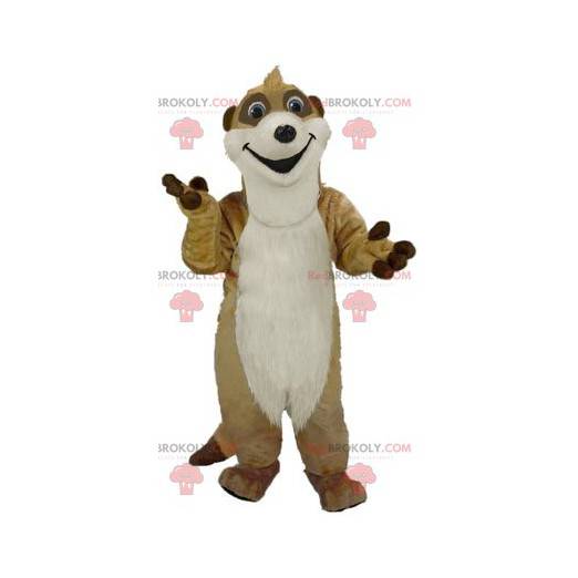 Maskot beige og hvid meerkat - Redbrokoly.com