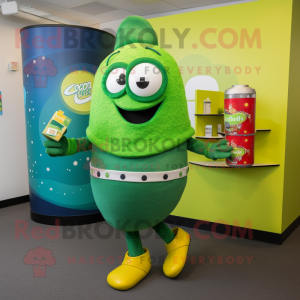 Lime Green Soda Can maskot...