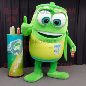 Lime Green Soda Can maskot...