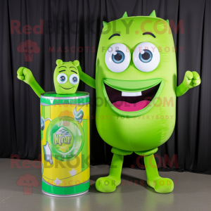 Lime Green Soda Can maskot...