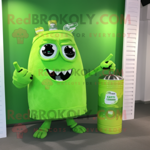 Lime Green Soda Can maskot...