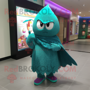 Teal Candy mascot costume character dressed with a Long Sleeve Tee and Shawls