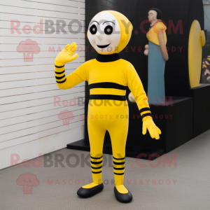 Geel Mime mascotte kostuum...