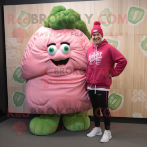 Pink Corned Beef And Cabbage mascot costume character dressed with a Sweatshirt and Brooches
