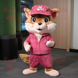 Rosa Chipmunk maskot kostym...