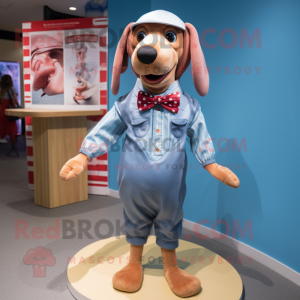 nan Hot Dogs mascot costume character dressed with a Chambray Shirt and Bow ties