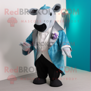 Cyan Tapir mascotte kostuum...